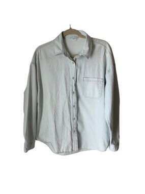 Aeropostale Women’s Light Denim Oversized Button Down Long Sleeve Shirt Sz Med